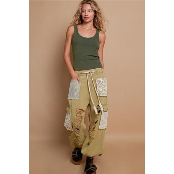 POL‎ Crochet Patch Distressed Washed Jeans - Picture 3 of 3